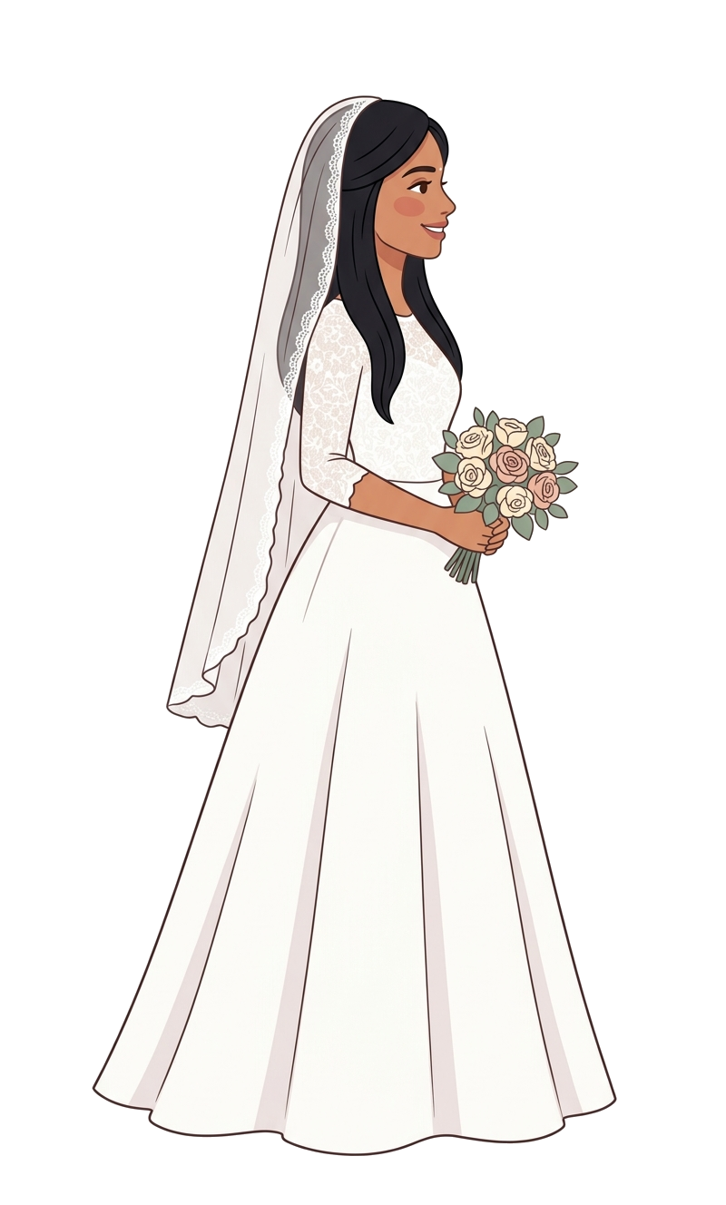 Bride in white wedding gown